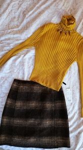 Uniqlo Brown Plaid Skirt